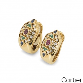 Cartier Yellow Gold Multi Stone Byzantine Earrings